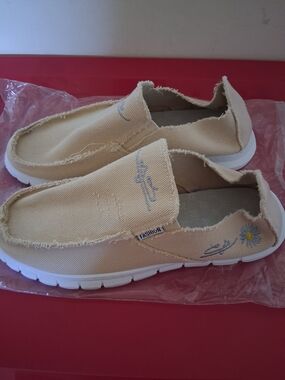 Beige Canvas Slip-On Mule Clogs for Women - Lightweight Comfort